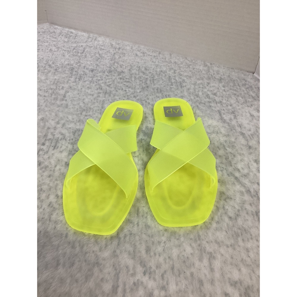 DV Dolce Vita Solstice Neon Yellow Jelly Slide Sandals Square Toe Womens 8 NEW